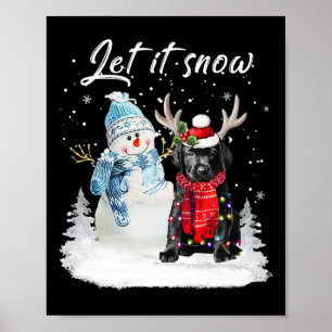 Poster Labrador Pup Père Noël Chien Noël Snowman Xmas Paj