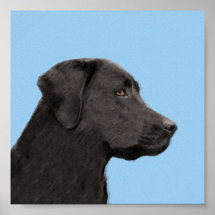 Poster Labrador Retriever Black Peinture Original Chien A