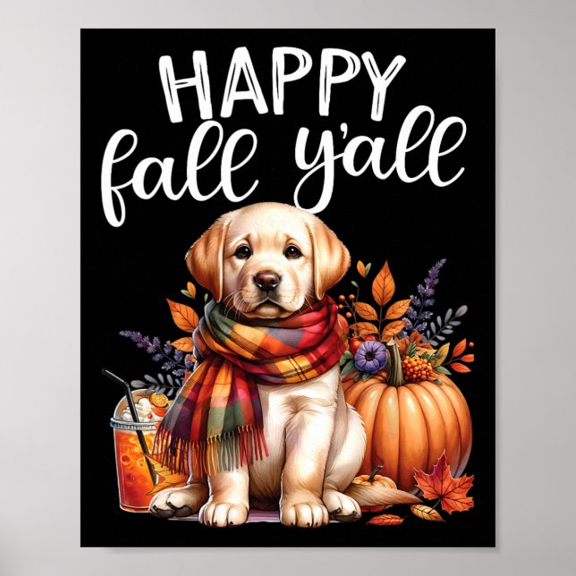 Poster Labrador Retriever Chien Citrouille Spice Happy Fa (Devant)