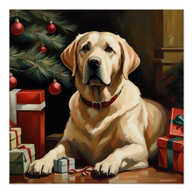 Poster Labrador Retriever Christmas (Devant)