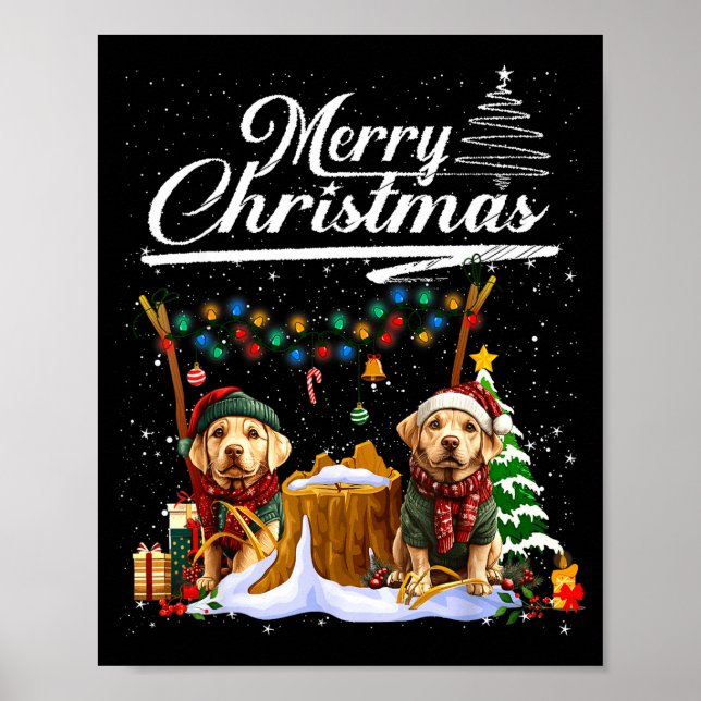 Poster Labrador Retriever Christmas Tree Decorations Dog  (Devant)