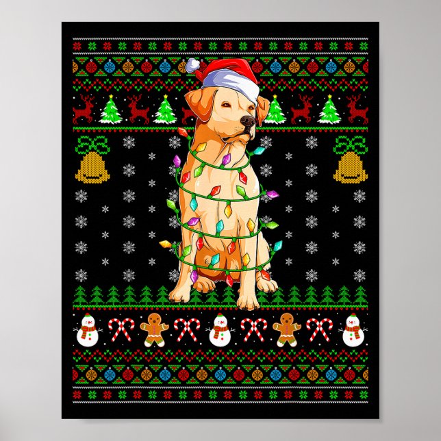 Poster Labrador Retriever Dog Christmas Lights Ugly Sweat (Devant)