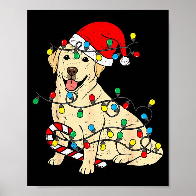 Poster Labrador Retriever Dog Christmas Lights Xmas Pet D (Devant)