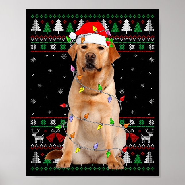 Poster Labrador Retriever Dog Christmas Ugly Sweater Ligh (Devant)