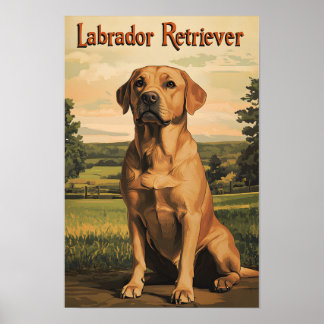 Poster Labrador Retriever Dog Vintage Art