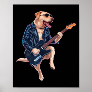 Poster Labrador Retriever Rock Star Guitariste Electrique