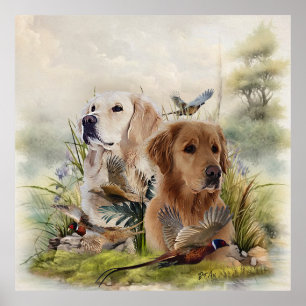 Poster Labrador Retrivers avec faisan, Art