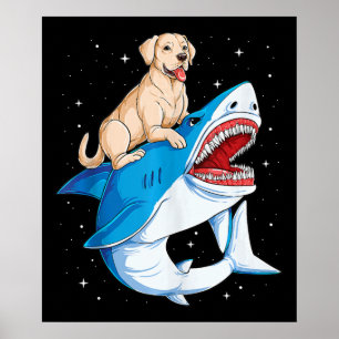 Poster Labrador Riding Shark, Jawsome Cadeaux Amoureux de