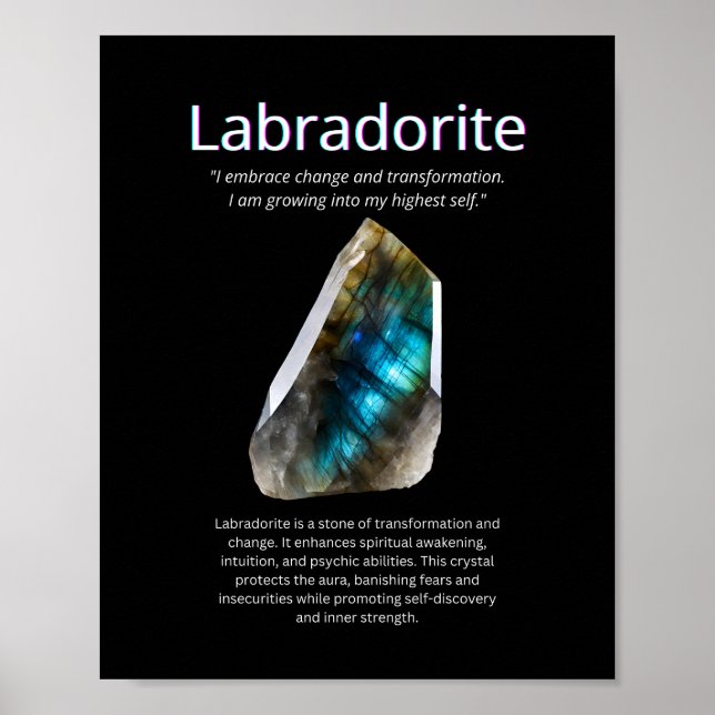 Poster Labradorite Crystal Stone Signification (Devant)