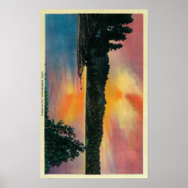 Poster Lac Arrowhead à SunsetLake Arrowhead, CA (Devant)