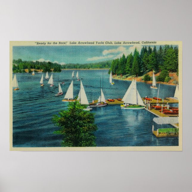 Poster Lac Arrowhead, CA Yacht Club Racing (Devant)