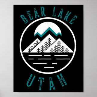 Poster Lac Bear Utah Montagne Ski Randonnée Pêche Bateau