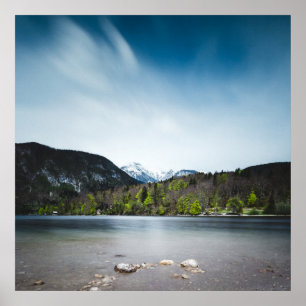 Poster Lac Bohinj avec Alpes en Slovénie