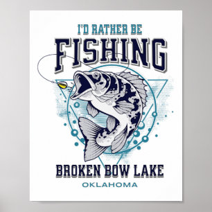 Poster Lac Broken Bow Oklahoma J'aimerais mieux pêcher Am