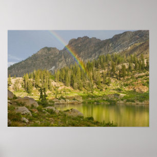 Poster Lac Cecret avec arc-en-ciel sur le château du Diab