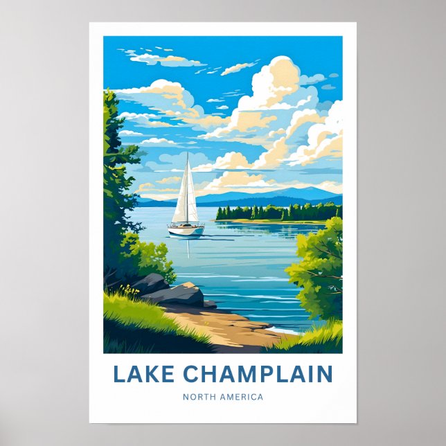 Poster Lac Champlain Amérique du Nord (Devant)