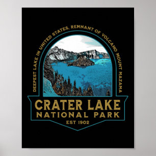 Poster Lac Crater Parc national de l'Oregon Mont Mazama H
