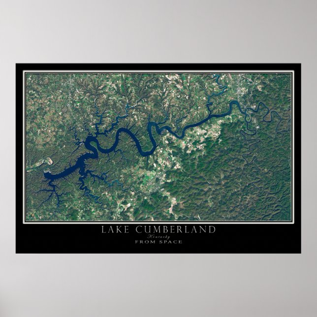 Poster Lac Cumberland Kentucky Carte de l'affiche satelli (Devant)