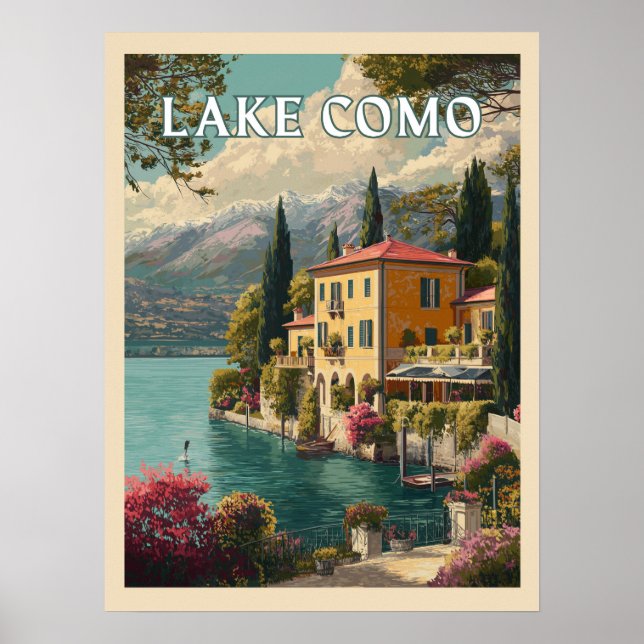 Poster Lac de Côme - Charme Lakeside Italien (Devant)