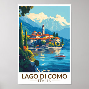 Poster Lac de Côme Italie Lombardie Voyage Art Vintage