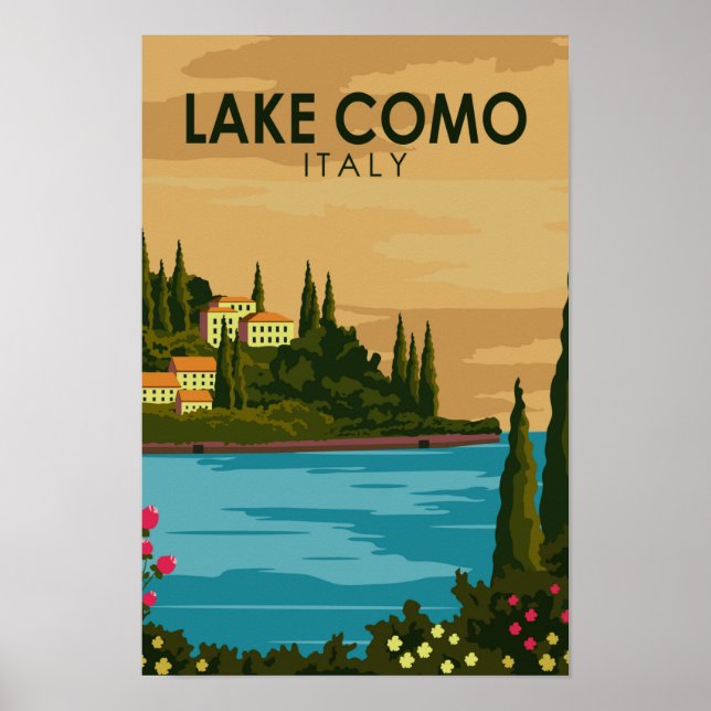 Poster Lac de Côme Italie Vintage (Devant)
