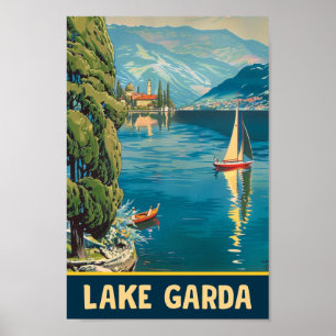 Poster Lac de Garde Italie Vintage célèbre Travel Place
