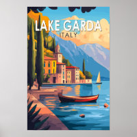 Lac de Garde Italie Voyage Art Rétro