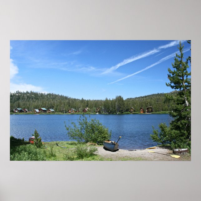 Poster Lac de montagne, Canoes (Devant)