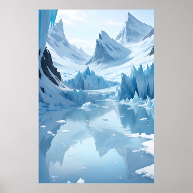 Poster Lac de montagne gelé (Devant)