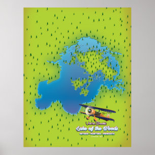 Poster Lac des Bois, Ontario, Manitoba, Minnesota carte
