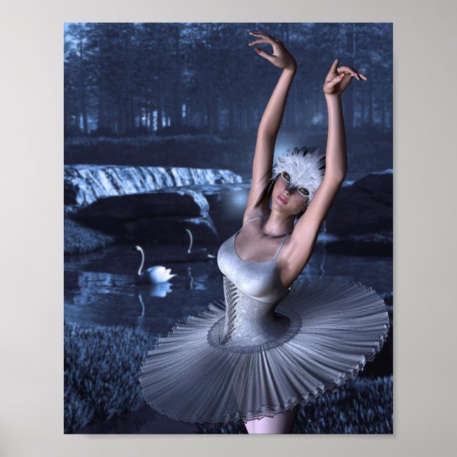 Poster Lac des cygnes - Odette et cygnes (Devant)