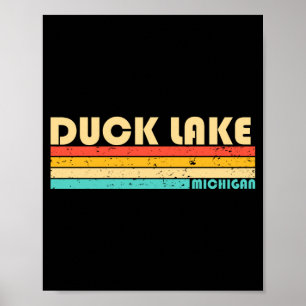 Poster Lac Duck michigan pêche drôle camping été