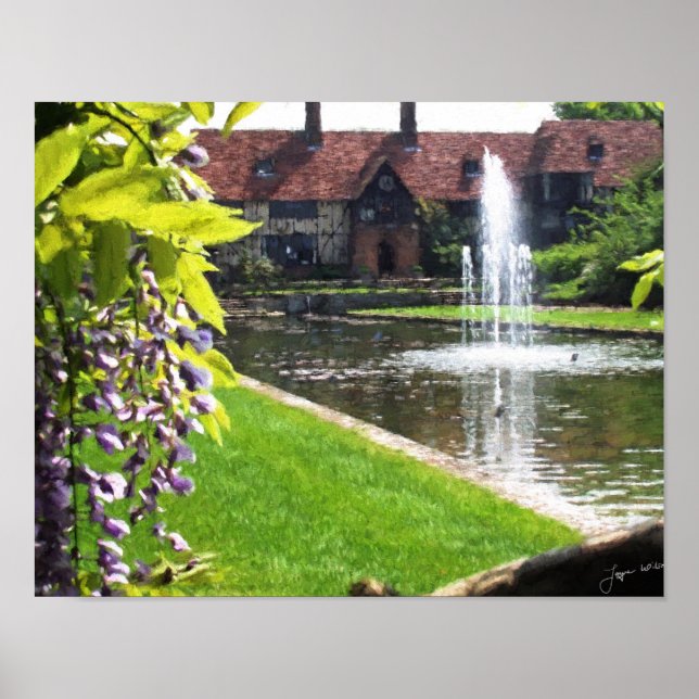 Poster Lac et Fontaine au RHS Wisley (Devant)