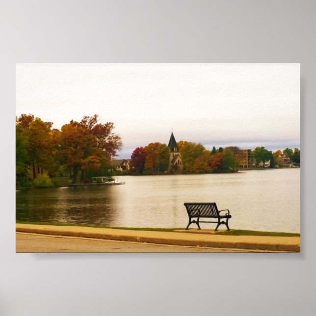Poster Lac Fowler en automne, WI (Devant)