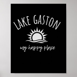 Poster Lac Gaston Mon Endroit Heureux Bateau Pêche Campin