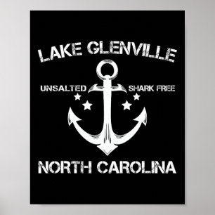 Poster Lac Glenville Caroline du Nord Camping de pêche dr