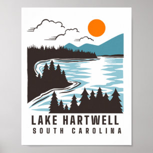 Poster Lac Hartwell Caroline du Sud Été Vie lacustre Bate