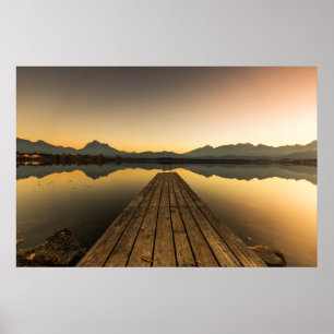 Poster Lac Hopfen avec les montagnes Jetty & Alps