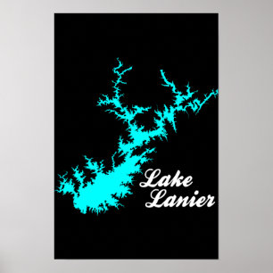 Poster Lac Lanier Géorgie Carte artistique de la ligne de