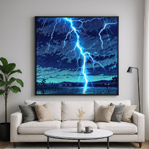 Poster Lac Lightning - Illustration Style Nature Art