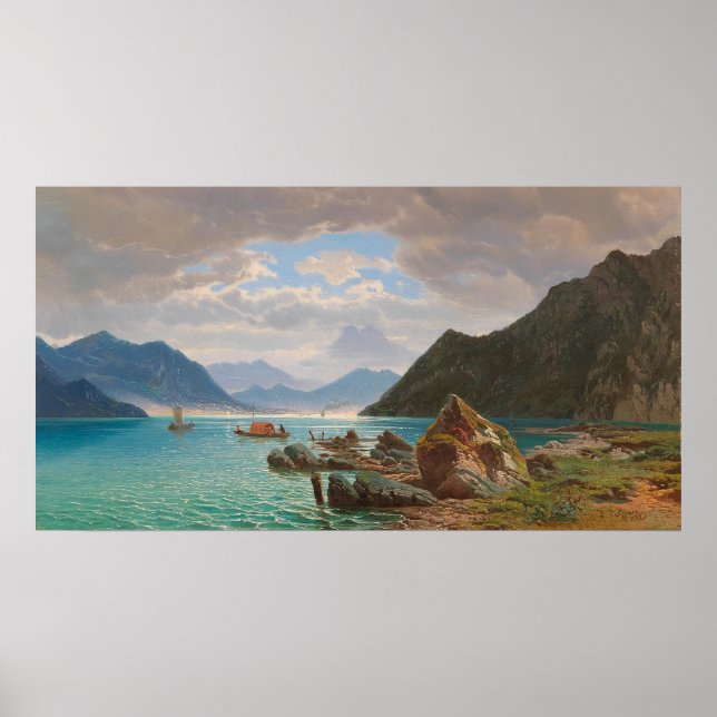 Poster Lac Lugano[1859] par François Roffiaen (1820-1898) (Devant)