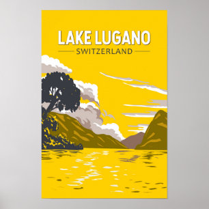 Poster Lac Lugano Suisse Voyage Art Rétro