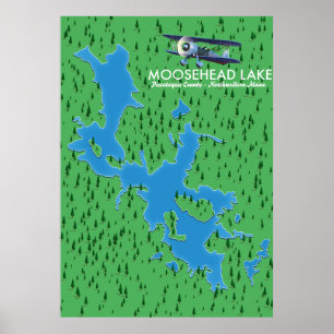 Poster Lac Moosehead, carte de comté de Piscataquis Poste