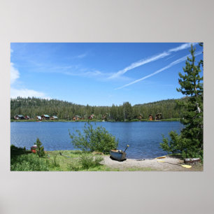 Poster Lac mountain, canoës