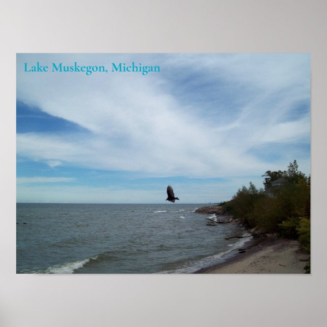Poster Lac Muskegon Shoreline, Muskegon, Michigan (Devant)