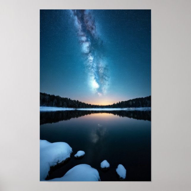 Poster Lac Nature Extérieur Paysage Calme Tranquille Rela (Devant)
