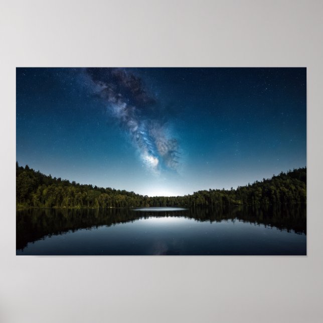 Poster Lac Nature Extérieur Paysage Calme Tranquille Rela (Devant)