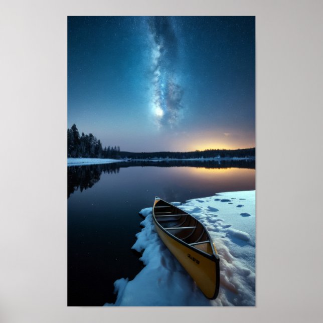 Poster Lac Nature Extérieur Paysage Calme Tranquille Rela (Devant)