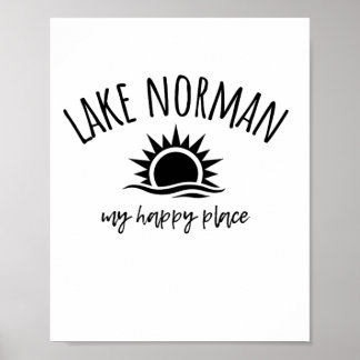 Poster Lac Norman Mon Endroit Heureux Nc Bateau Pêche Cam