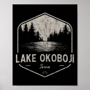 Poster Lac Okoboji Iowa Extérieur Vintage